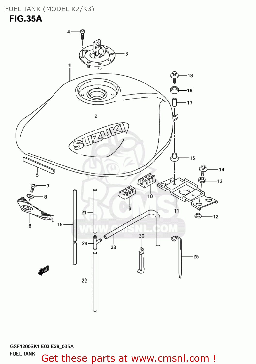 FUEL TANK (MODEL K2/K3) GSF1200Z BANDIT 2002 (K2) USA (E03)