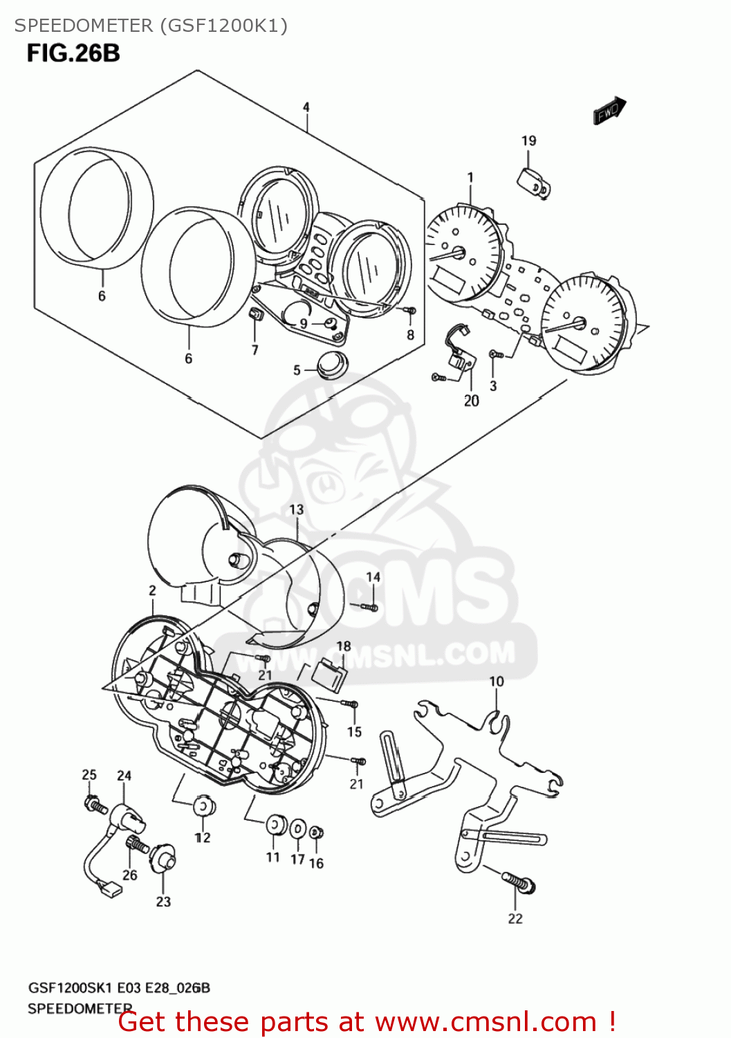 SPEEDOMETER (GSF1200K1) GSF1200Z BANDIT 2002 (K2) USA (E03)