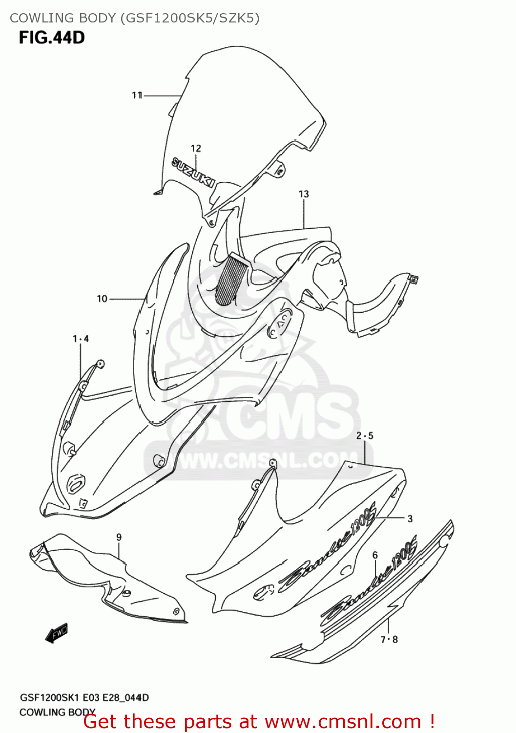 COWLING BODY (GSF1200SK5/SZK5) GSF1200Z BANDIT 2003 (K3) USA (E03)