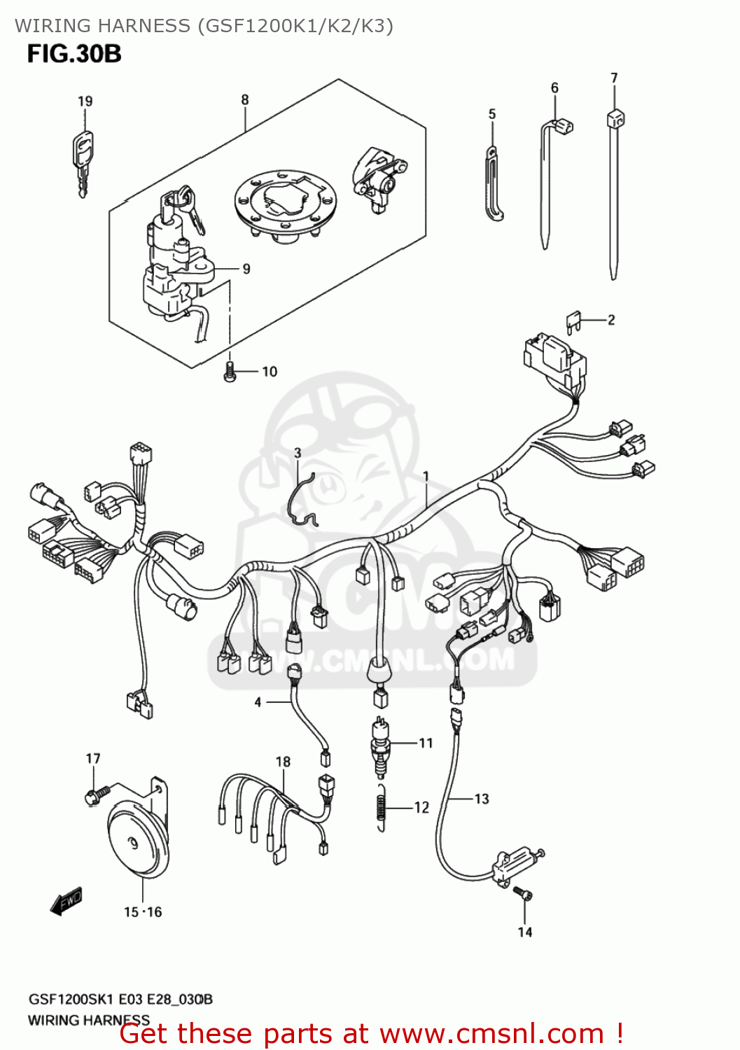 WIRING HARNESS (GSF1200K1/K2/K3) GSF1200Z BANDIT 2003 (K3) USA (E03)