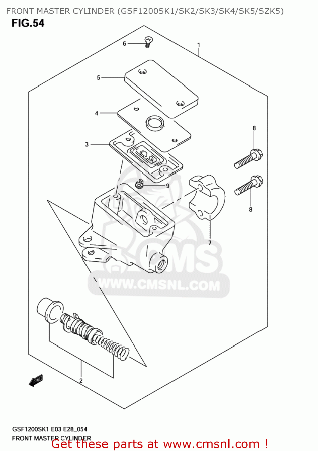 FRONT MASTER CYLINDER (GSF1200SK1/SK2/SK3/SK4/SK5/SZK5) GSF1200Z BANDIT 2004 (K4) USA (E03)