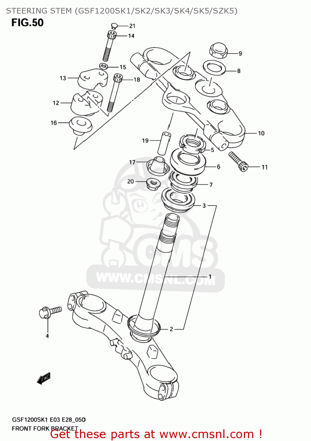 STEERING STEM (GSF1200SK1/SK2/SK3/SK4/SK5/SZK5) GSF1200Z BANDIT 2004 (K4) USA (E03)