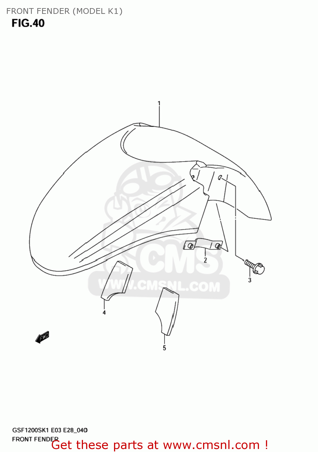 FRONT FENDER (MODEL K1) GSF1200Z BANDIT 2005 (K5) USA (E03)