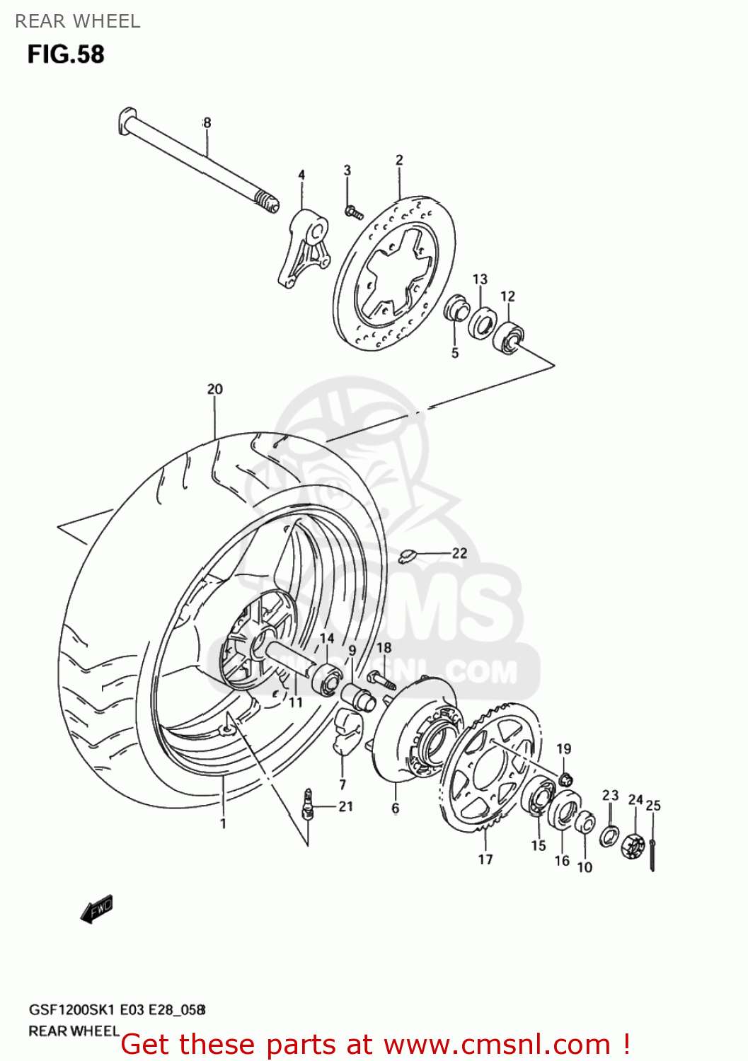 REAR WHEEL GSF1200Z BANDIT 2005 (K5) USA (E03)