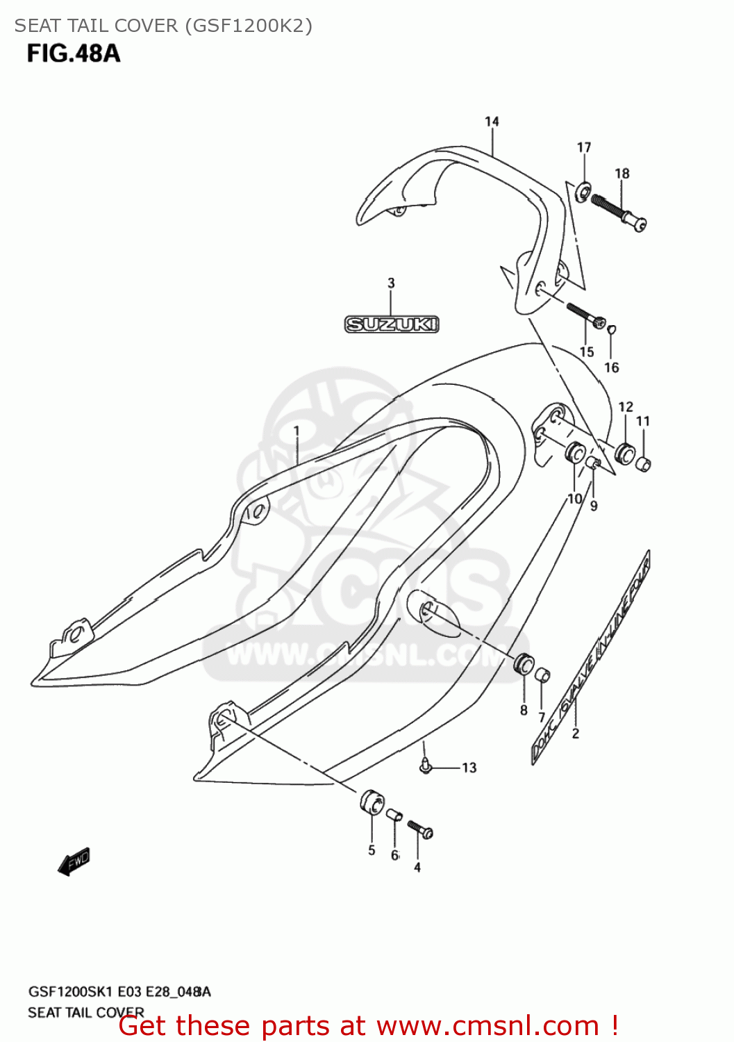 SEAT TAIL COVER (GSF1200K2) GSF1200Z BANDIT 2005 (K5) USA (E03)
