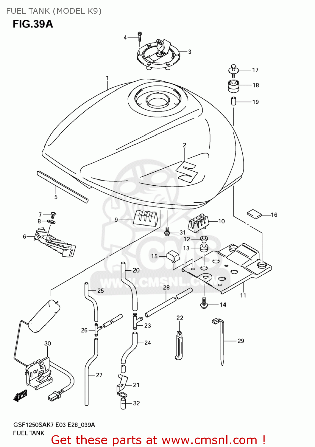 FUEL TANK (MODEL K9) GSF1250S BANDIT 2007 (K7) USA (E03)