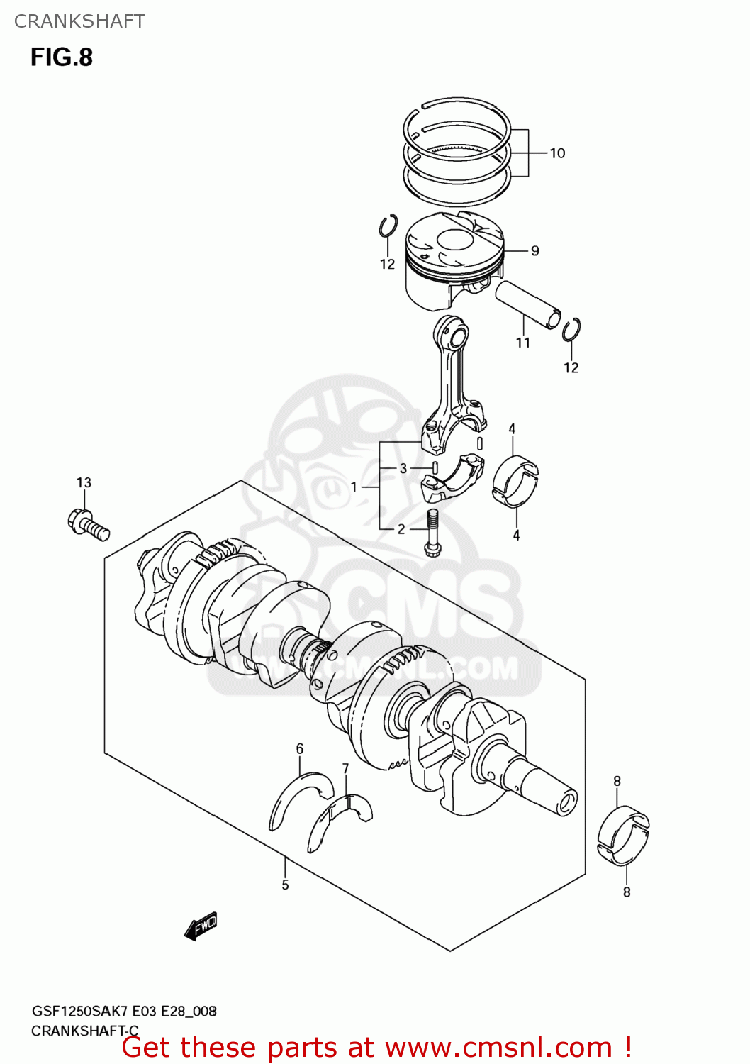 CRANKSHAFT GSF1250S BANDIT 2008 (K8) USA (E03)