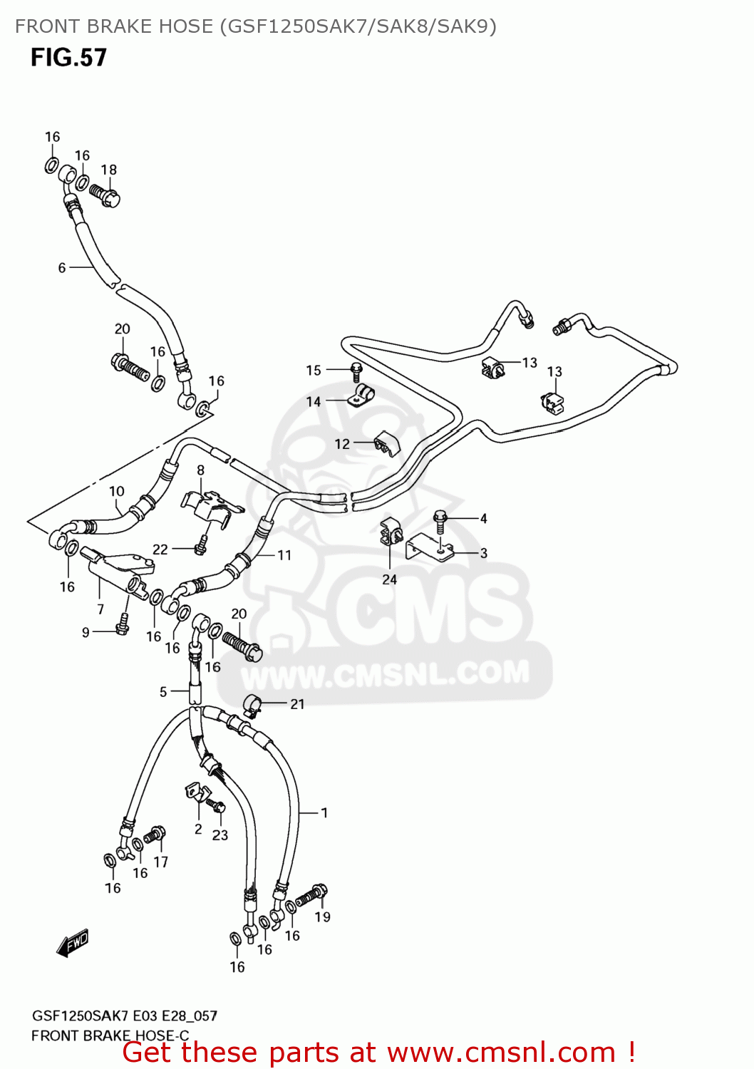 FRONT BRAKE HOSE (GSF1250SAK7/SAK8/SAK9) GSF1250S BANDIT 2008 (K8) USA (E03)