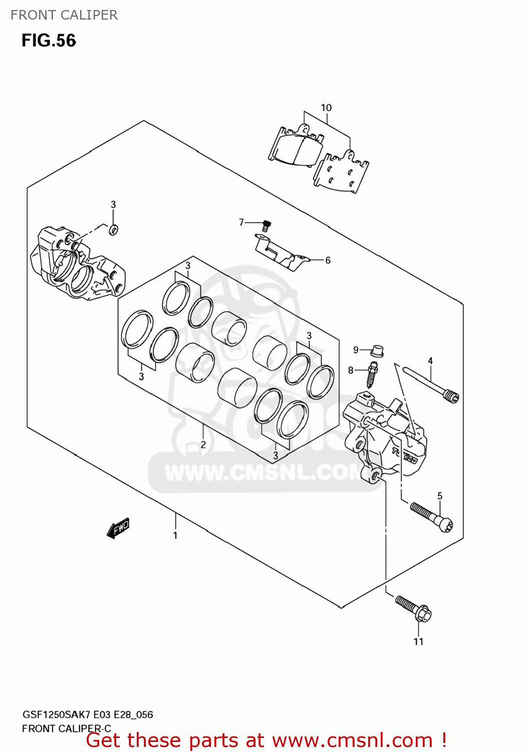 FRONT CALIPER GSF1250S BANDIT 2008 (K8) USA (E03)