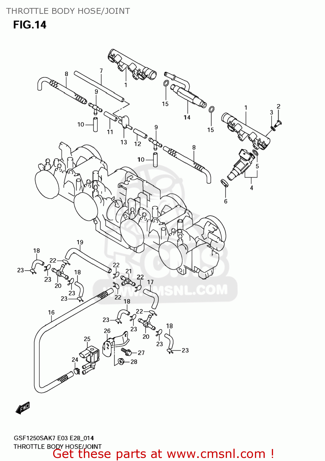 THROTTLE BODY HOSE/JOINT GSF1250S BANDIT 2008 (K8) USA (E03)