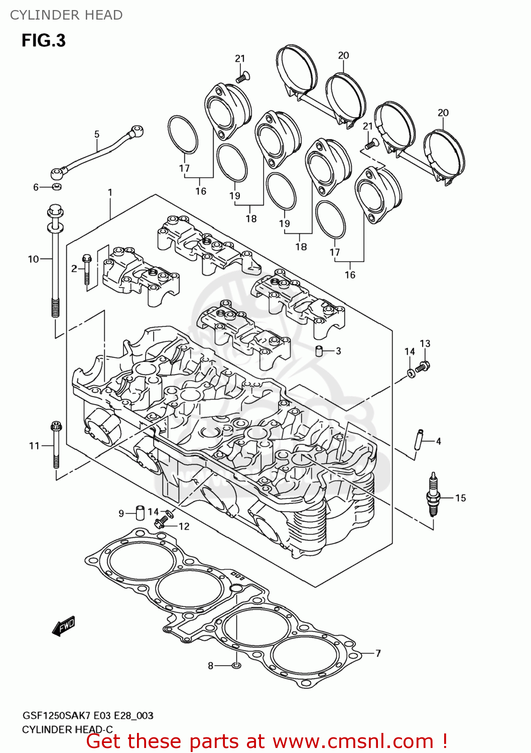 CYLINDER HEAD GSF1250S BANDIT 2009 (K9) USA (E03)