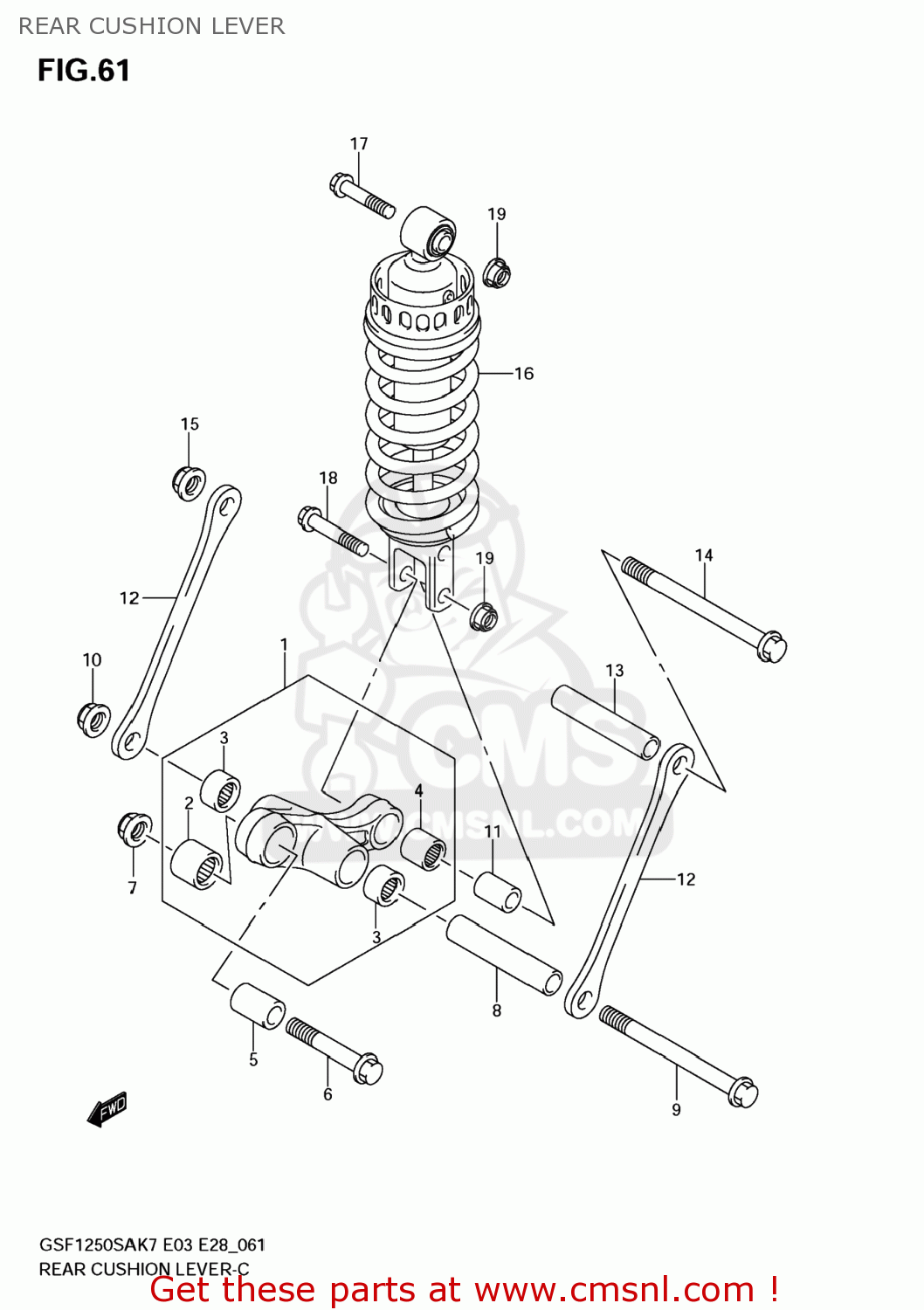 REAR CUSHION LEVER GSF1250S BANDIT 2009 (K9) USA (E03)