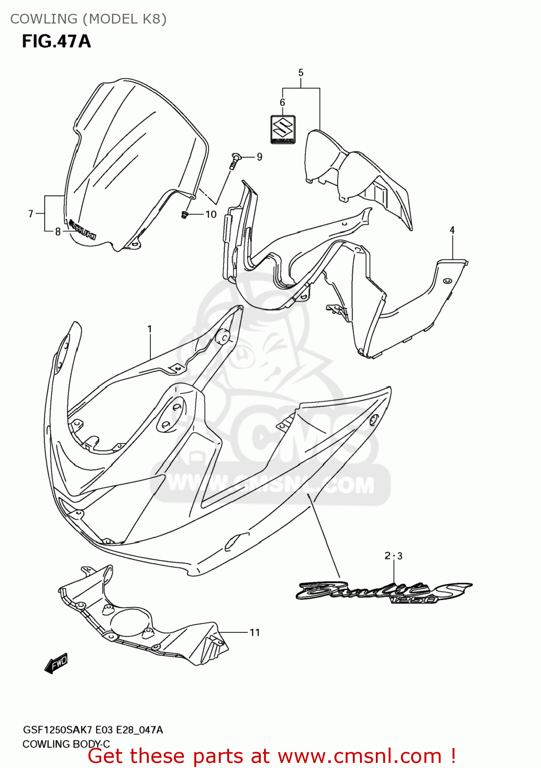 COWLING (MODEL K8) GSF1250SA BANDIT 2007 (K7) USA (E03)