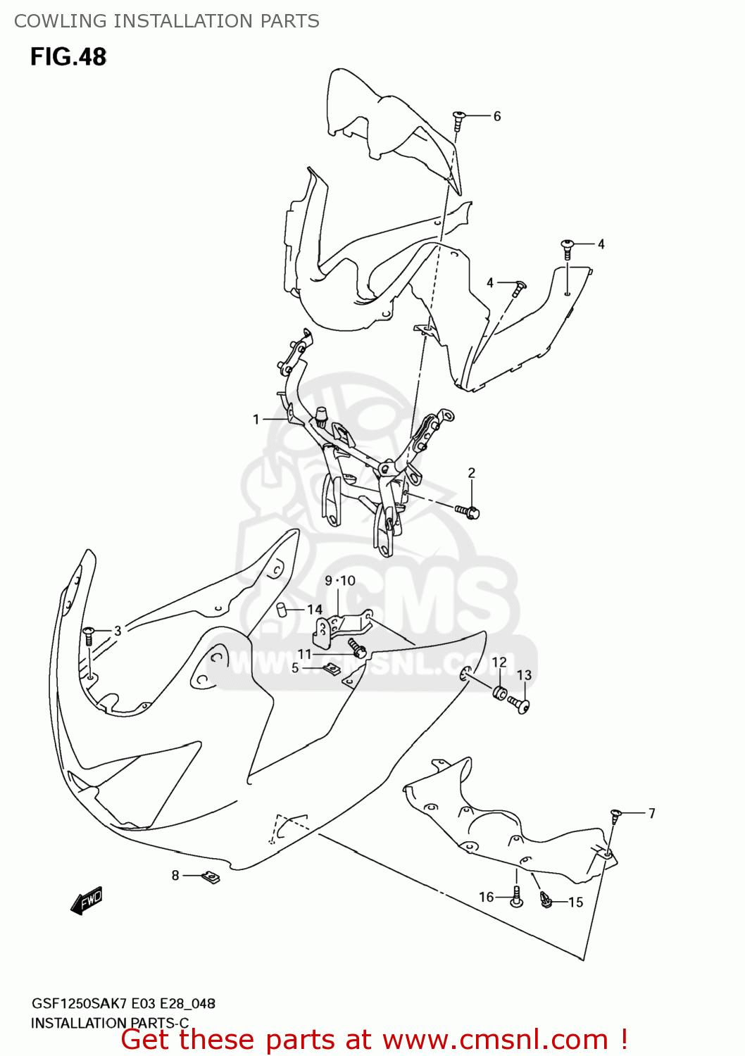 COWLING INSTALLATION PARTS GSF1250SA BANDIT 2007 (K7) USA (E03)