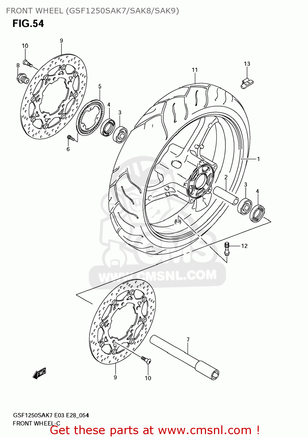 FRONT WHEEL (GSF1250SAK7/SAK8/SAK9) GSF1250SA BANDIT 2007 (K7) USA (E03)