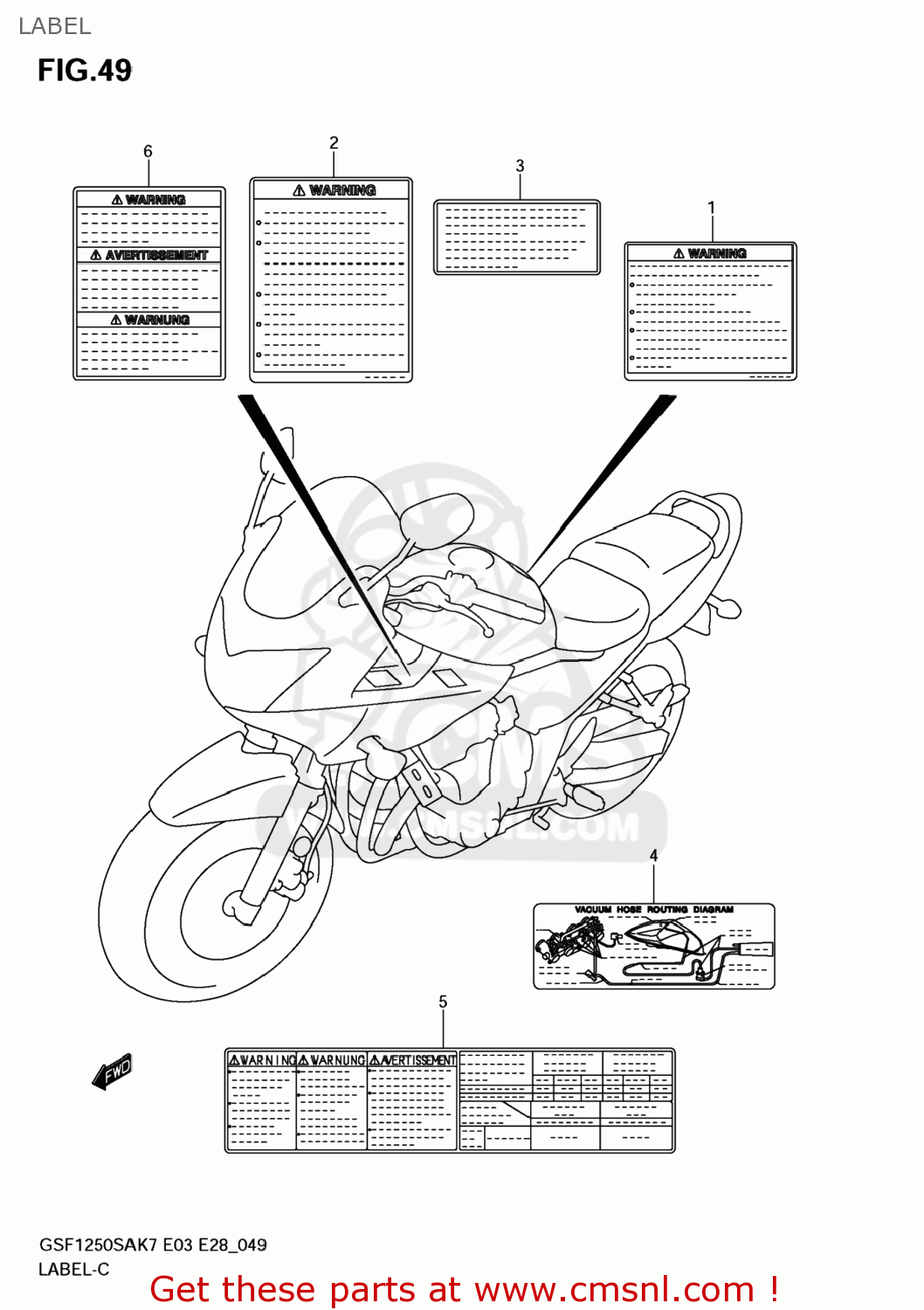 LABEL GSF1250SA BANDIT 2007 (K7) USA (E03)