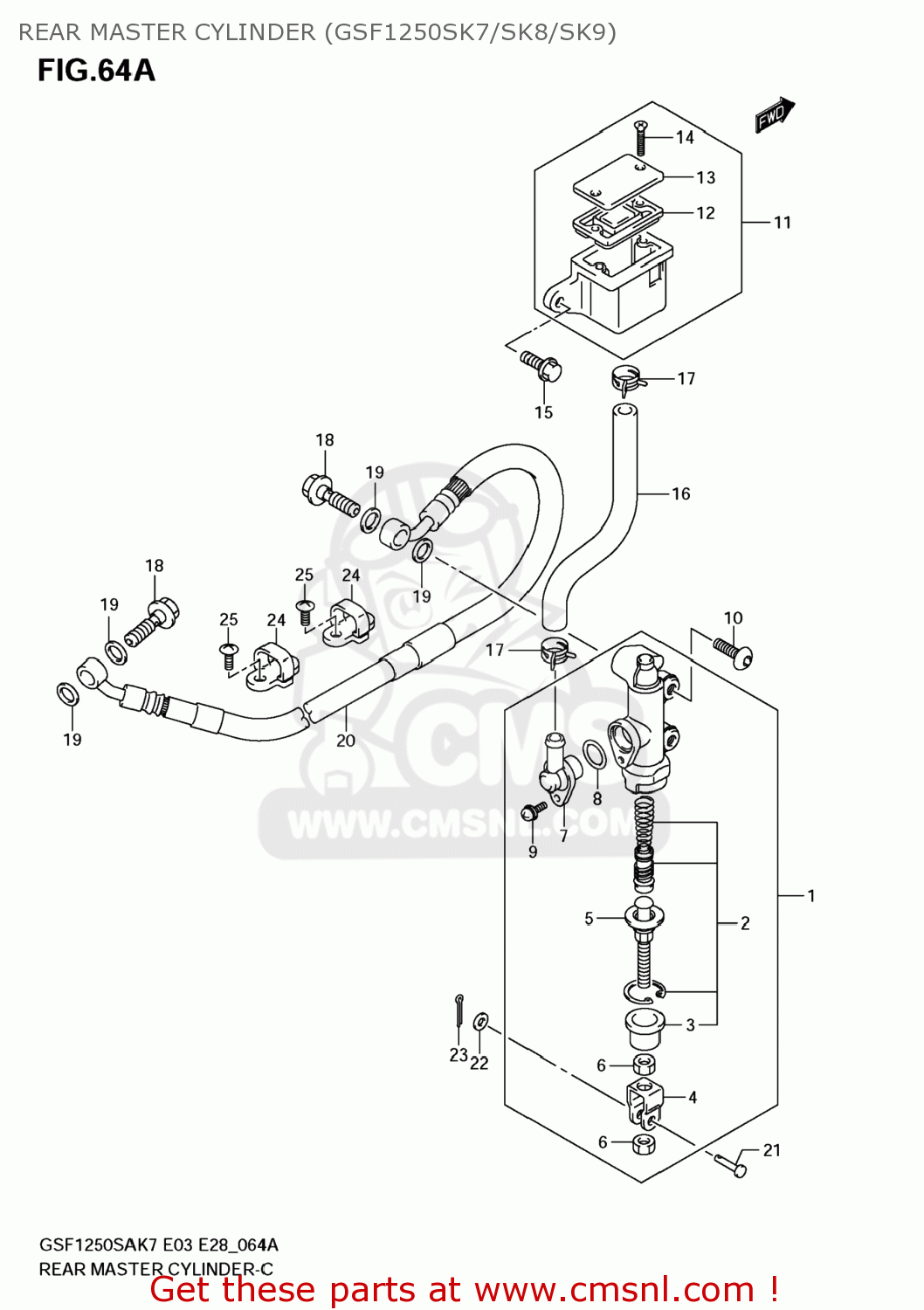 REAR MASTER CYLINDER (GSF1250SK7/SK8/SK9) GSF1250SA BANDIT 2007 (K7) USA (E03)