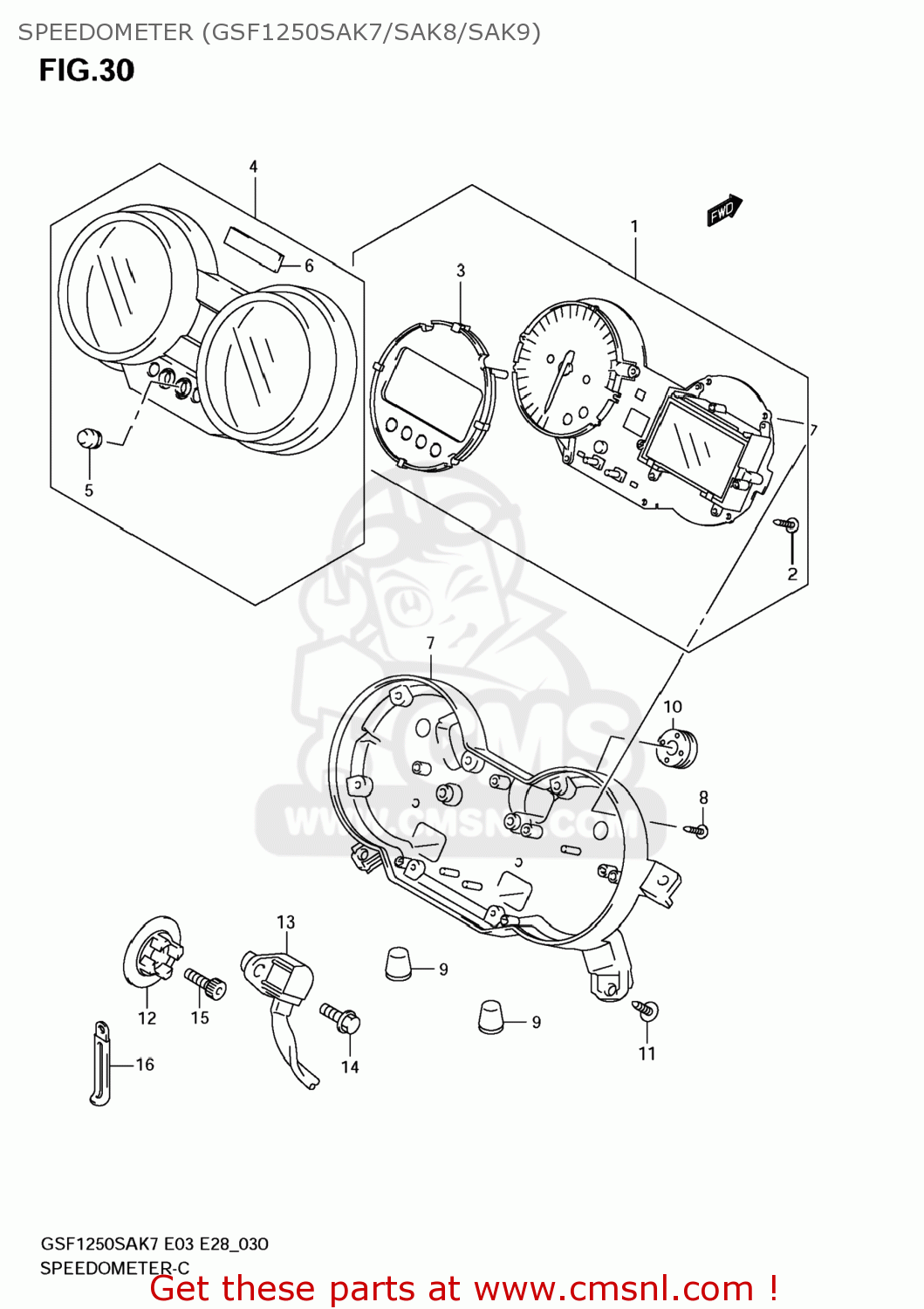 SPEEDOMETER (GSF1250SAK7/SAK8/SAK9) GSF1250SA BANDIT 2007 (K7) USA (E03)