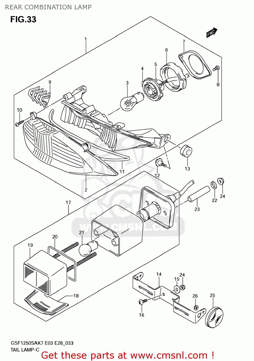 REAR COMBINATION LAMP GSF1250SA BANDIT 2008 (K8) CALIFORNIA (E33)