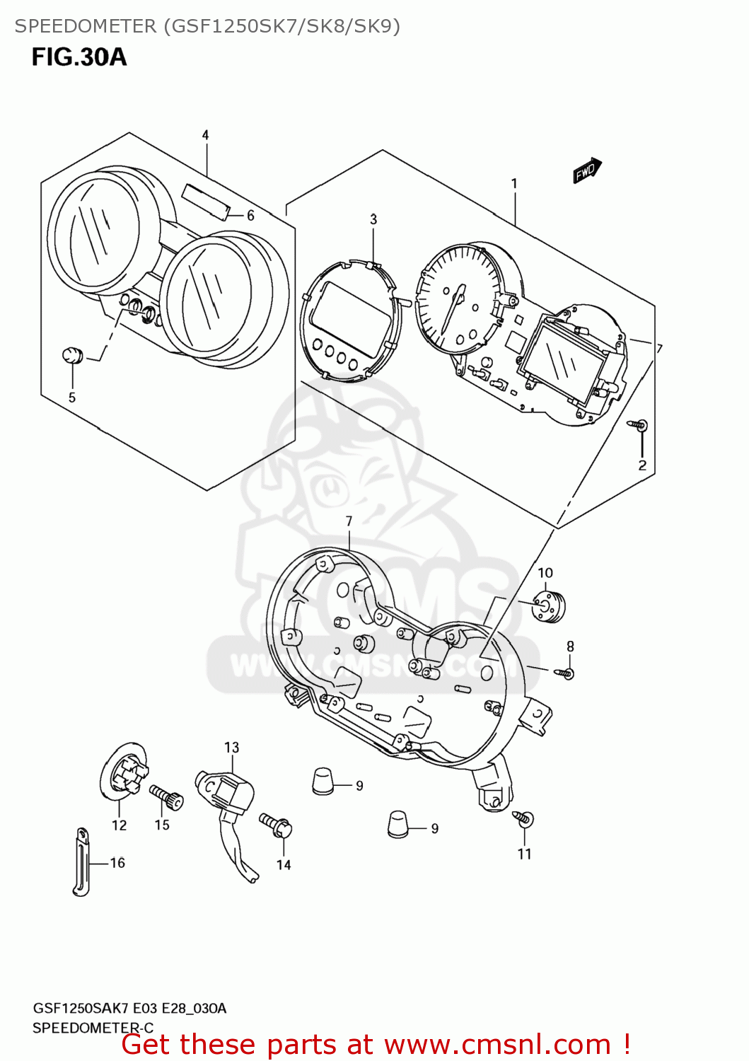 SPEEDOMETER (GSF1250SK7/SK8/SK9) GSF1250SA BANDIT 2008 (K8) CALIFORNIA (E33)