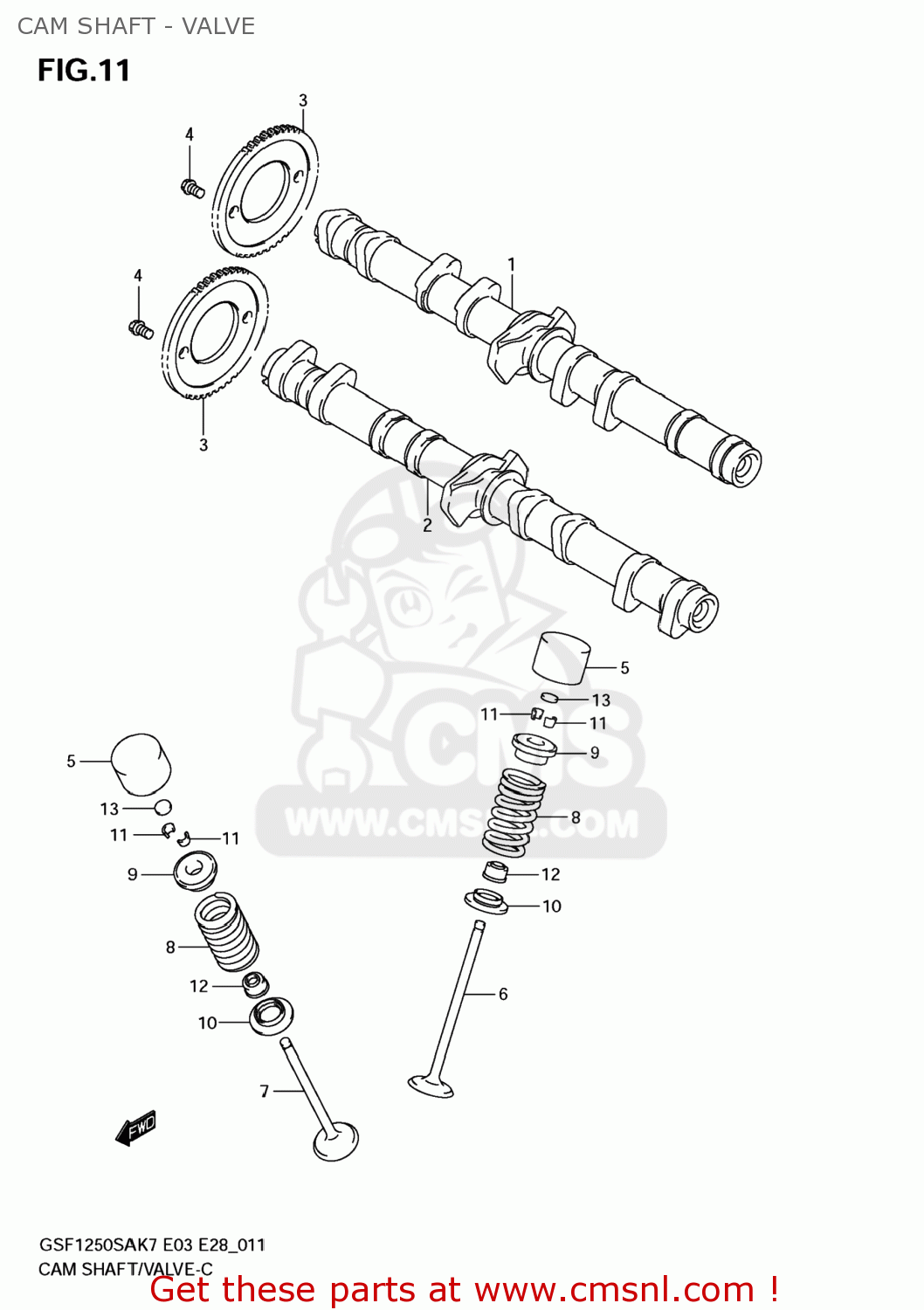 CAM SHAFT - VALVE GSF1250SA BANDIT 2009 (K9) CALIFORNIA (E33)