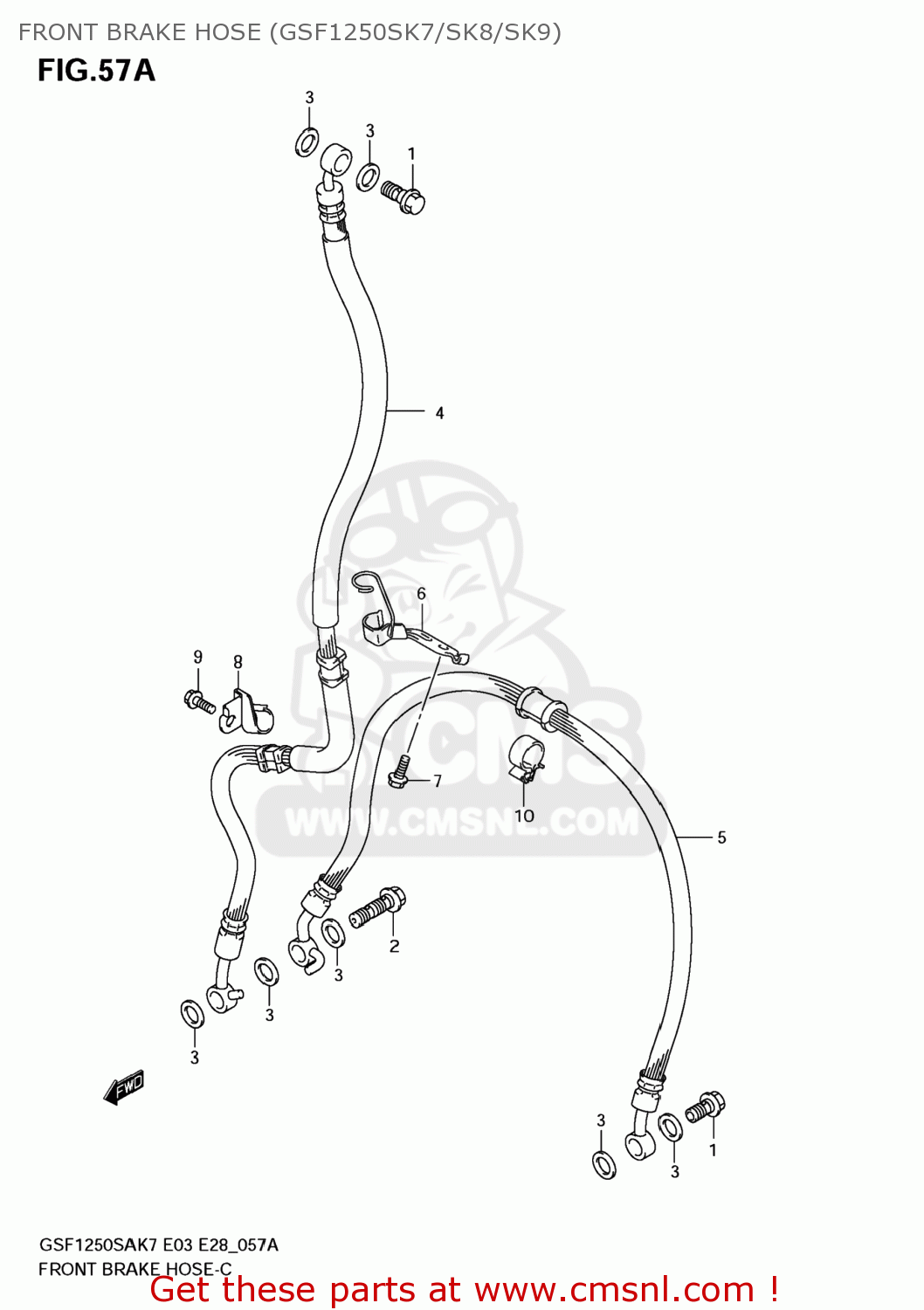 FRONT BRAKE HOSE (GSF1250SK7/SK8/SK9) GSF1250SA BANDIT 2009 (K9) CALIFORNIA (E33)