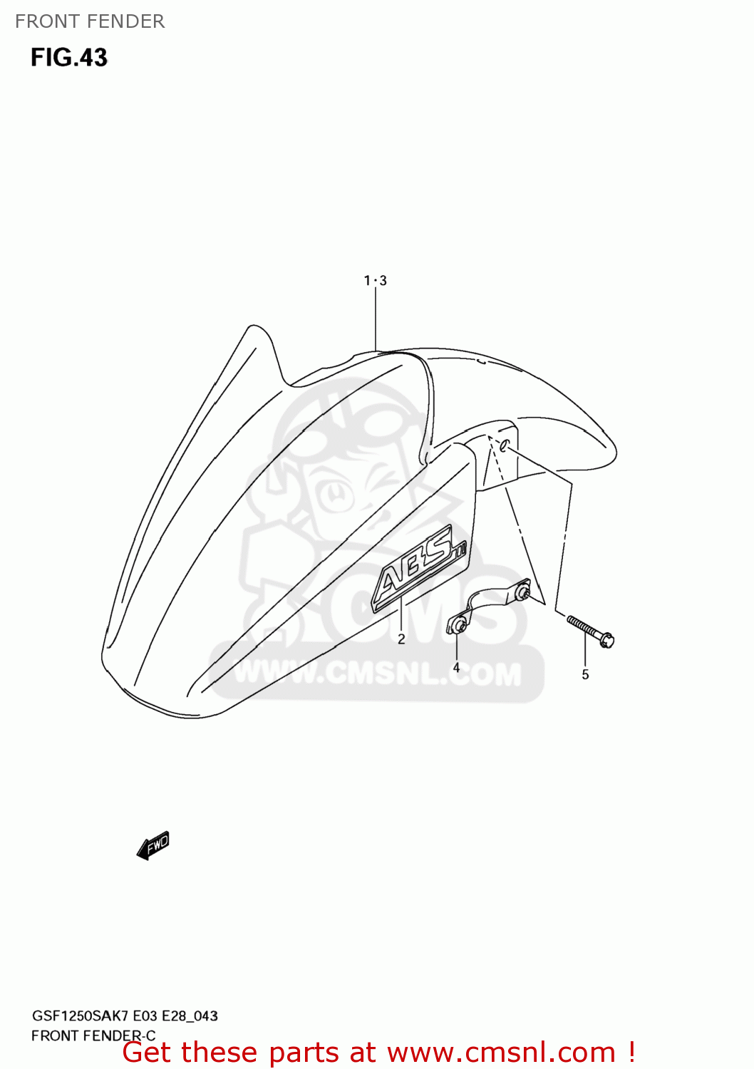 FRONT FENDER GSF1250SA BANDIT 2009 (K9) CALIFORNIA (E33)