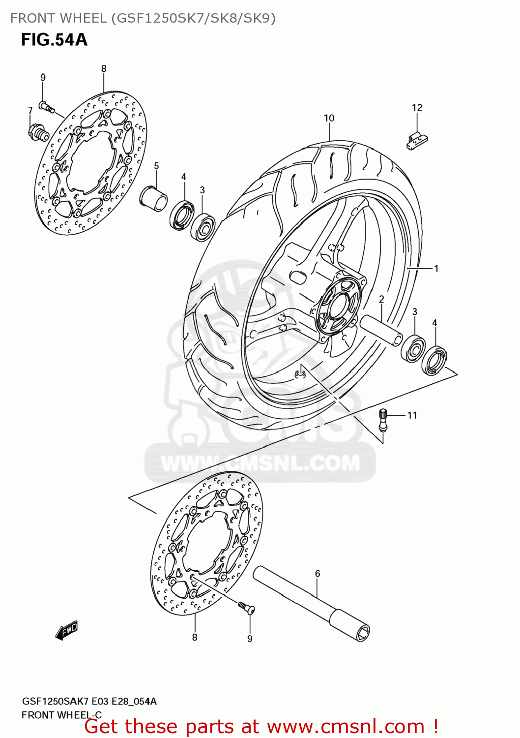 FRONT WHEEL (GSF1250SK7/SK8/SK9) GSF1250SA BANDIT 2009 (K9) CALIFORNIA (E33)