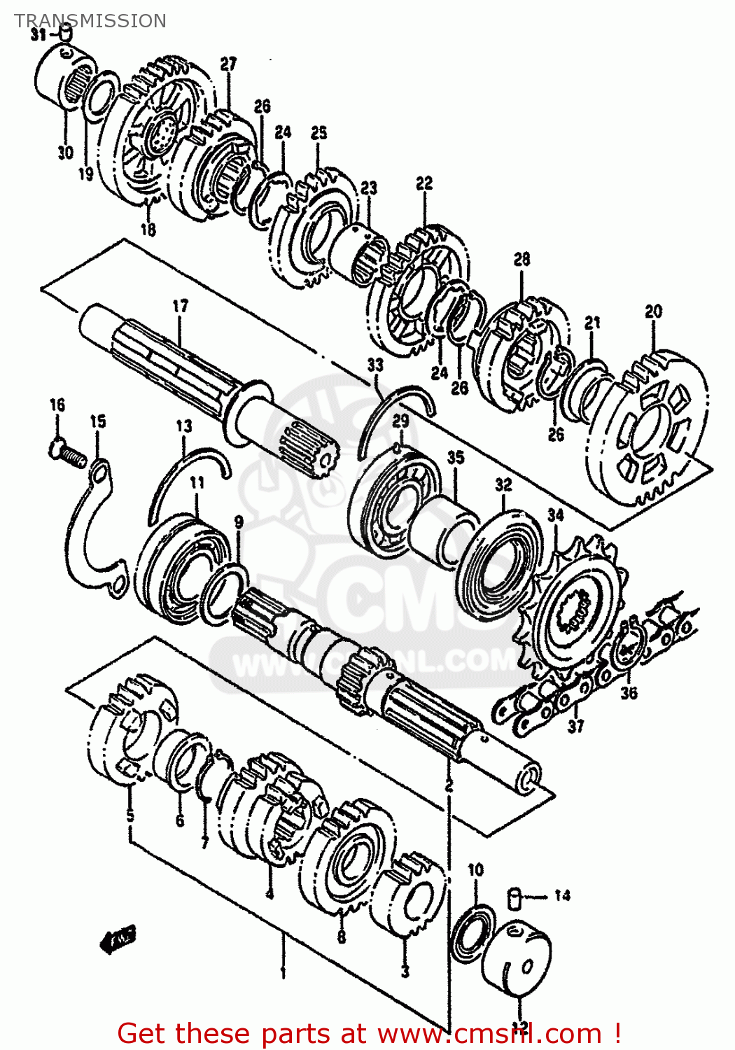 TRANSMISSION GSF400 1991 (M) (E02 E04 E16 E21 E22 E24 E25 E34 E53)
