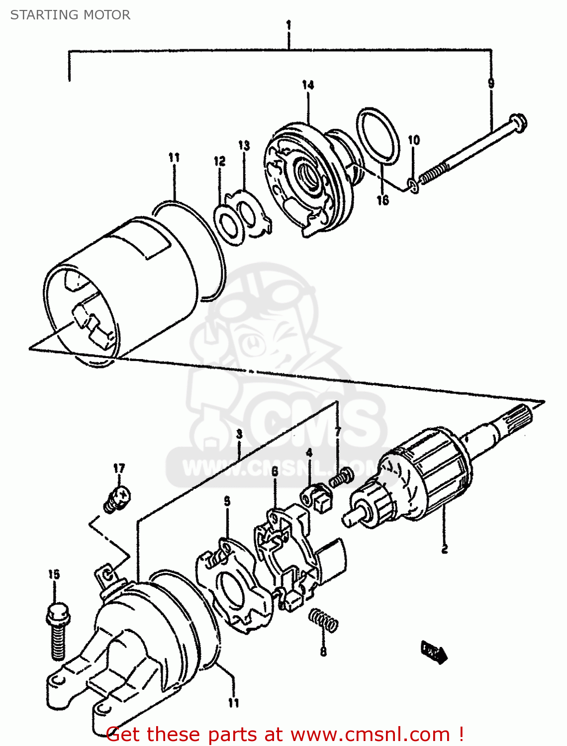 STARTING MOTOR GSF400 1991 (M) (E02 E04 E16 E21 E22 E24 E25 E34 E53)