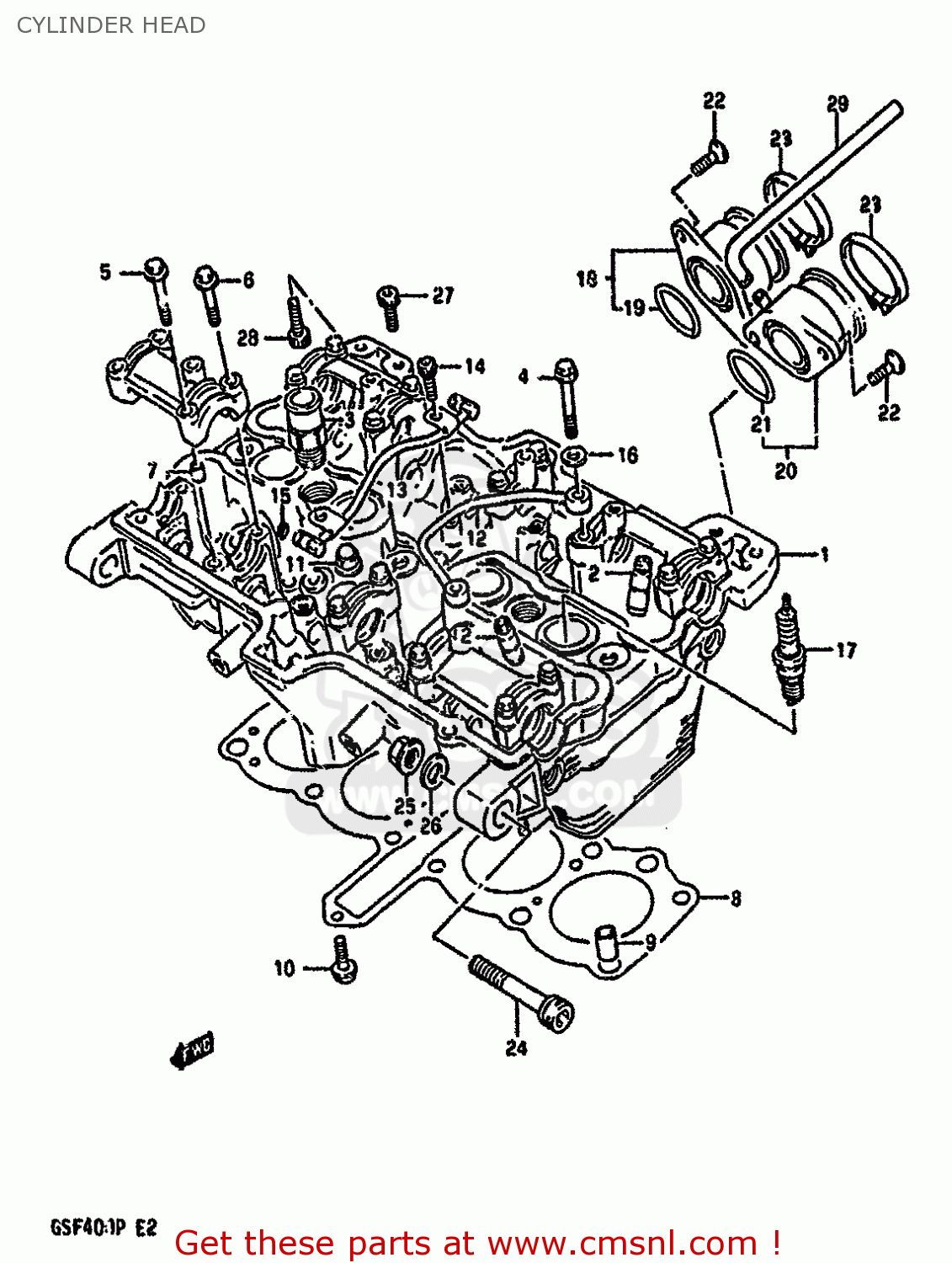 CYLINDER HEAD GSF400 1991 (M) (E02 E04 E16 E21 E22 E24 E25 E34 E53)