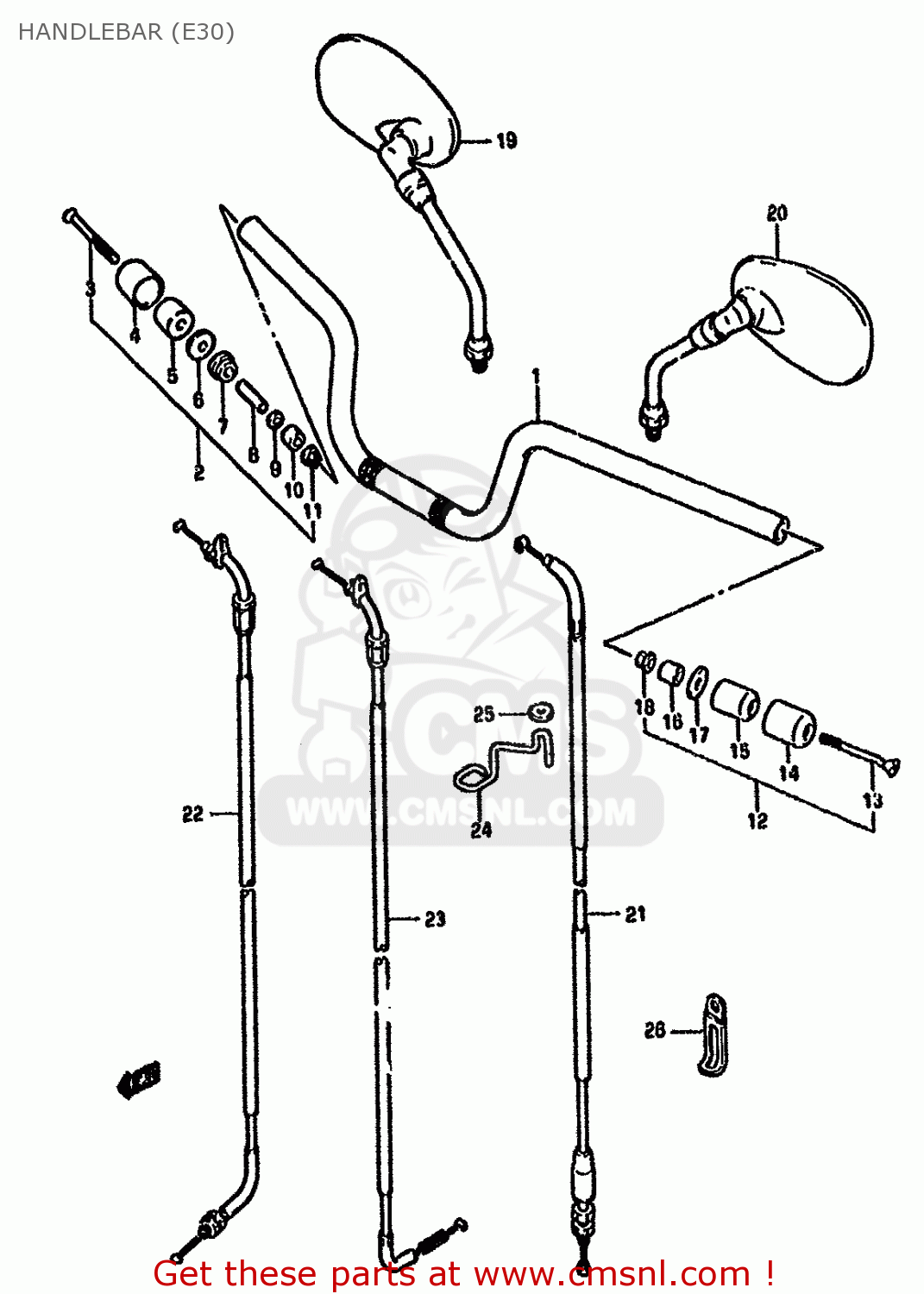 HANDLEBAR (E30) GSF400 1991 (M) (E02 E04 E16 E21 E22 E24 E25 E34 E53)