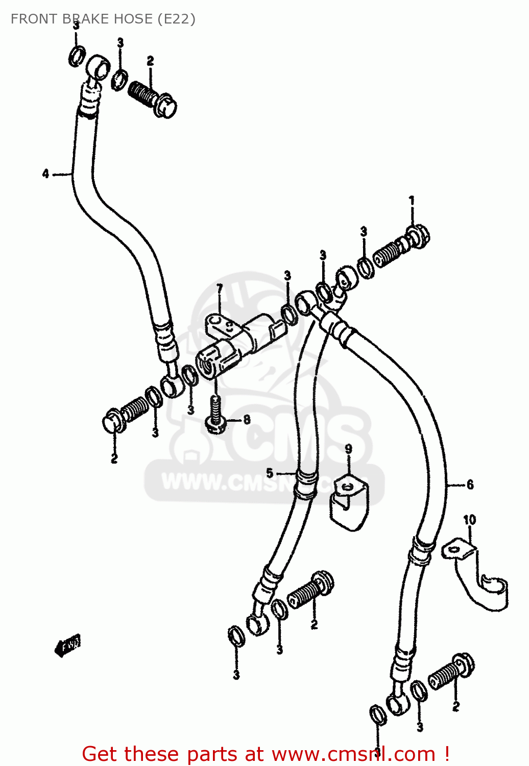 FRONT BRAKE HOSE (E22) GSF400 1991 (M) (E02 E04 E16 E21 E22 E24 E25 E34 E53)