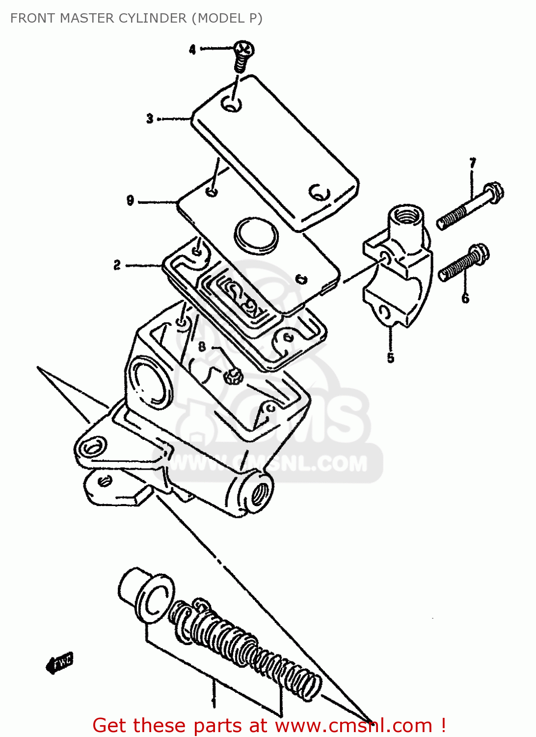 FRONT MASTER CYLINDER (MODEL P) GSF400 1991 (M) (E02 E04 E16 E21 E22 E24 E25 E34 E53)