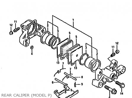REAR CALIPER (MODEL P) - GSF400 1991 (M) (E02 E04 E16 E21 E22 E24 E25 E34 E53)