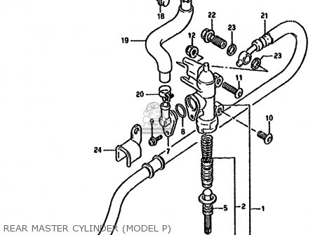 REAR MASTER CYLINDER (MODEL P) - GSF400 1991 (M) (E02 E04 E16 E21 E22 E24 E25 E34 E53)