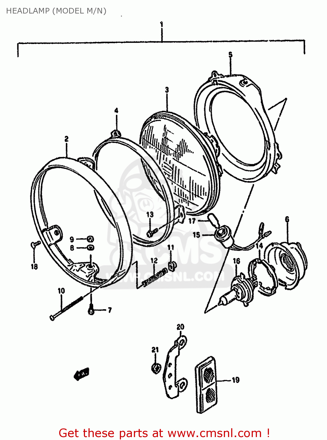 HEADLAMP (MODEL M/N) GSF400 1992 (N) (E02 E04 E16 E21 E22 E25 E30 E34 E53)