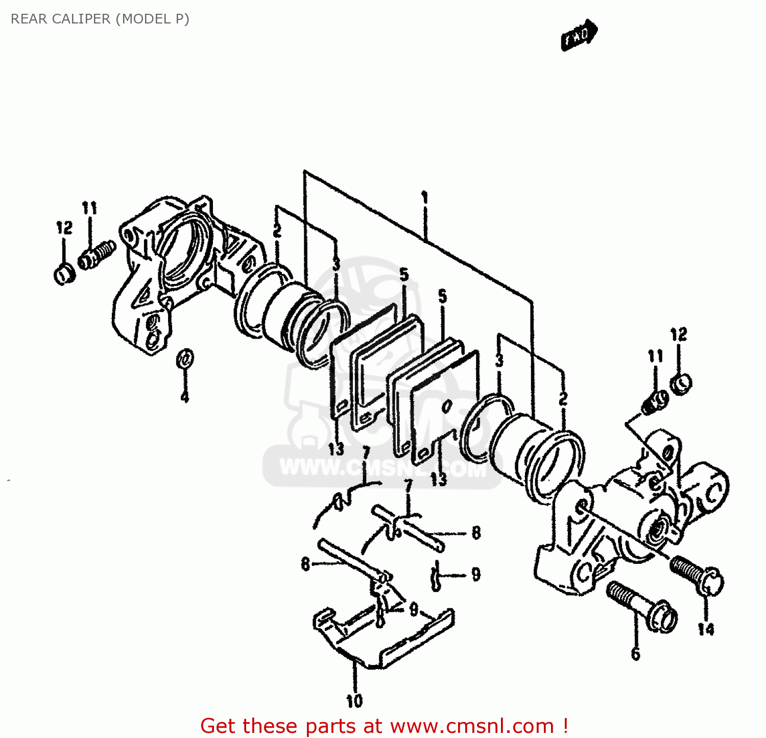 REAR CALIPER (MODEL P) GSF400 1992 (N) (E02 E04 E16 E21 E22 E25 E30 E34 E53)