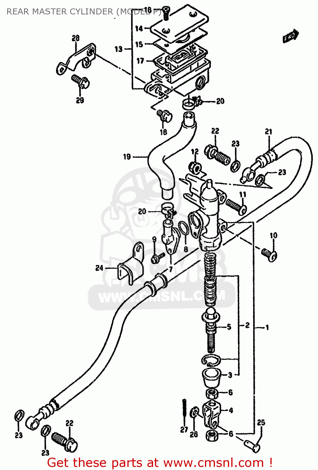 REAR MASTER CYLINDER (MODEL P) GSF400 1992 (N) (E02 E04 E16 E21 E22 E25 E30 E34 E53)
