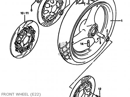 FRONT WHEEL (E22) - GSF400 1992 (N) (E02 E04 E16 E21 E22 E25 E30 E34 E53)