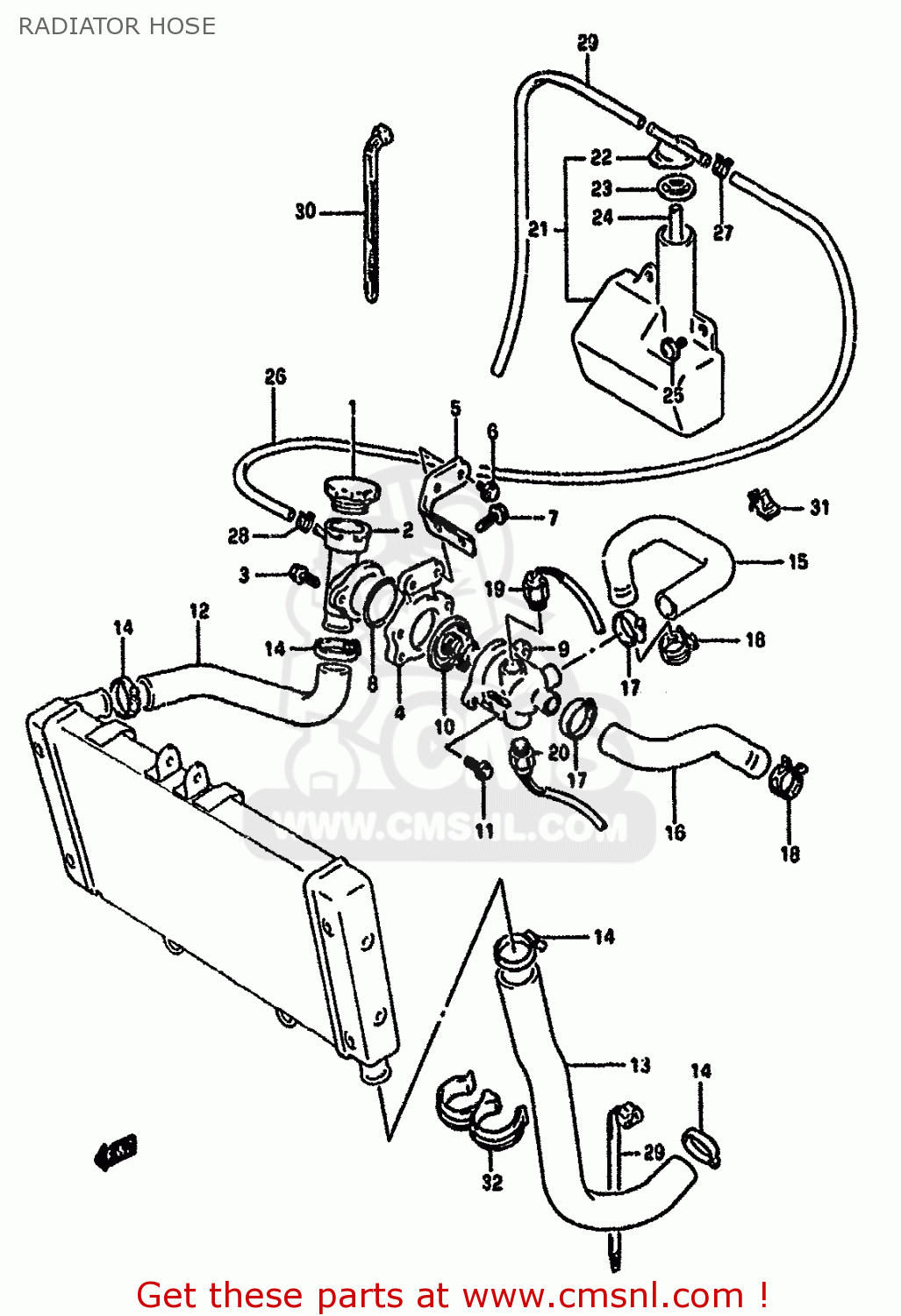 RADIATOR HOSE GSF400 1993 (P) (E02 E04 E16 E21 E22 E25 E30 E34 E53)