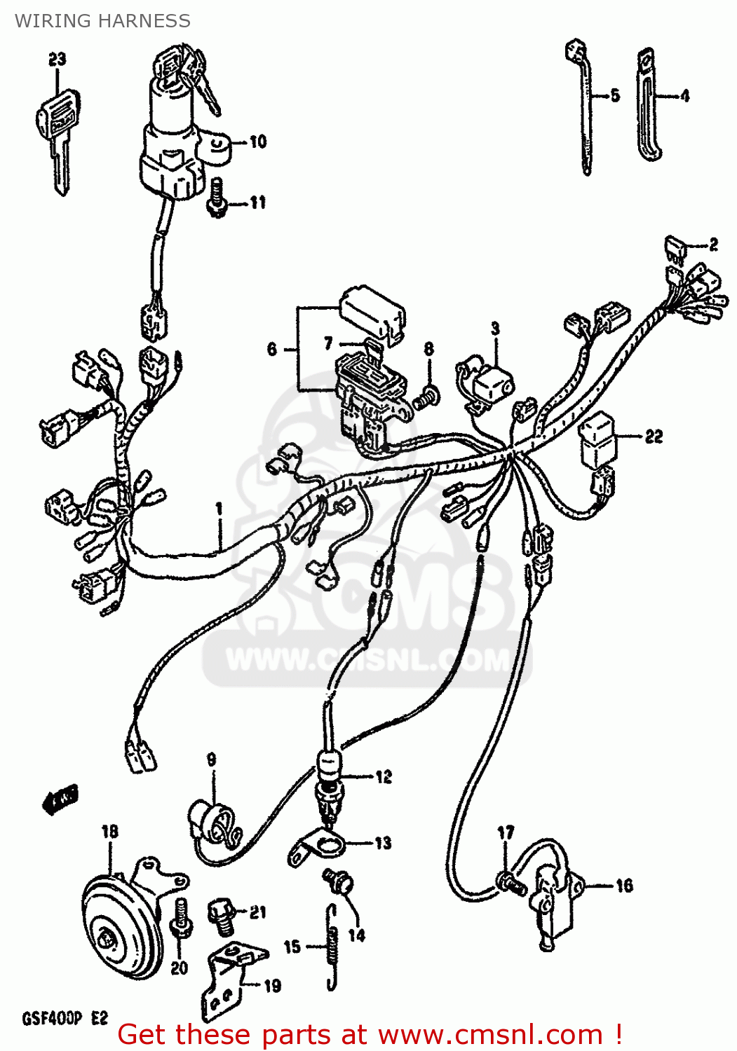 WIRING HARNESS GSF400 1993 (P) (E02 E04 E16 E21 E22 E25 E30 E34 E53)