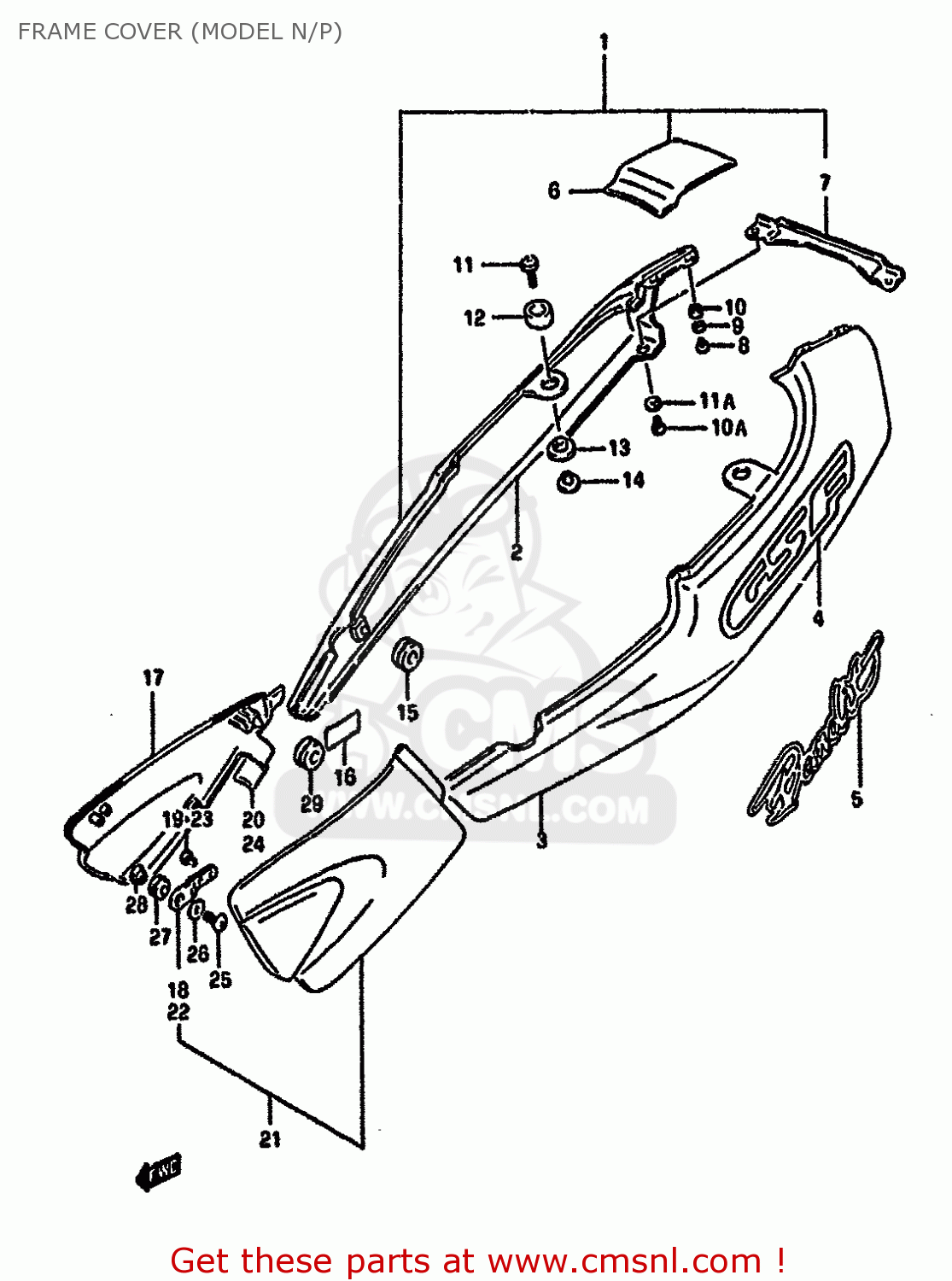 FRAME COVER (MODEL N/P) GSF400 1993 (P) (E02 E04 E16 E21 E22 E25 E30 E34 E53)