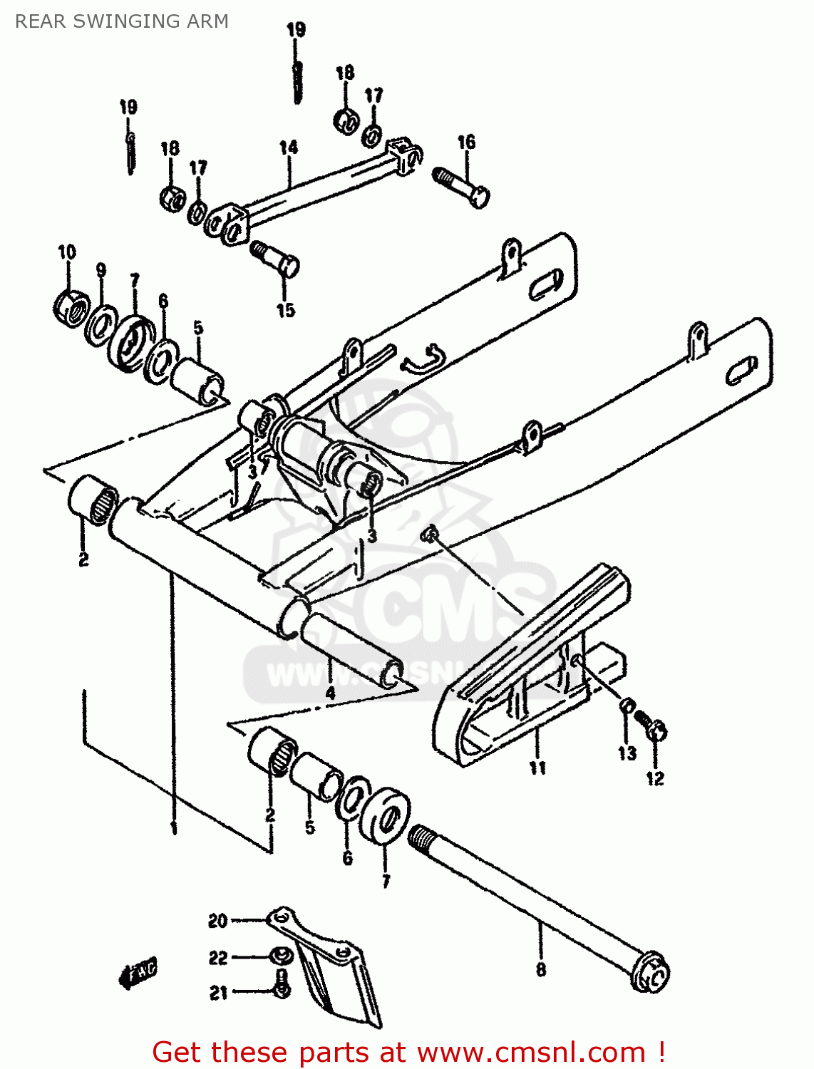REAR SWINGING ARM GSF400 1993 (P) (E02 E04 E16 E21 E22 E25 E30 E34 E53)