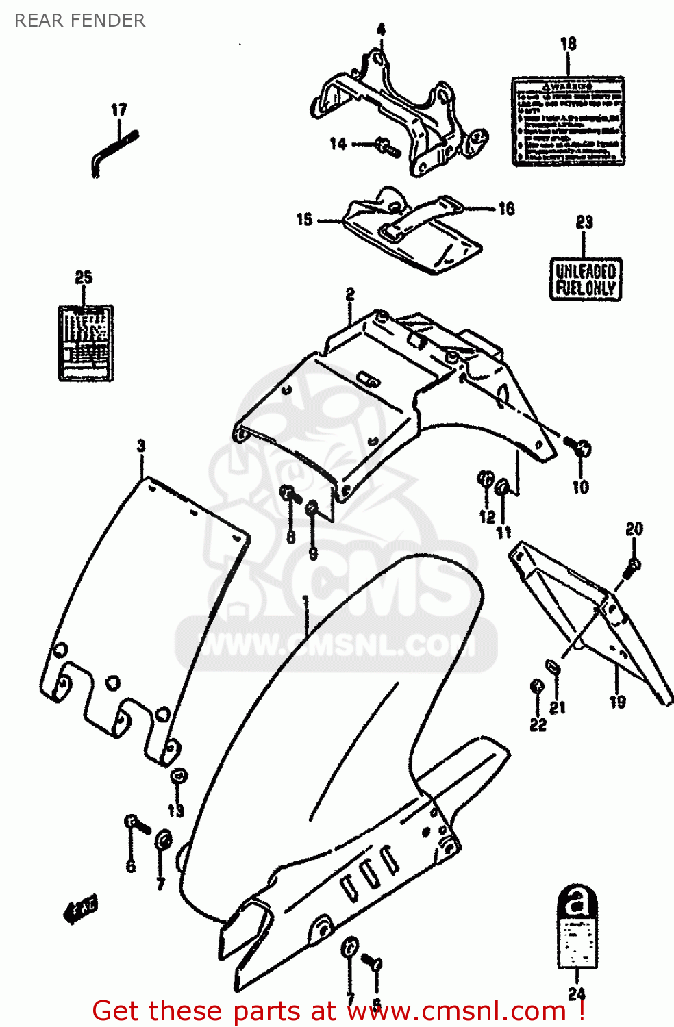 REAR FENDER GSF400 1993 (P) (E02 E04 E16 E21 E22 E25 E30 E34 E53)
