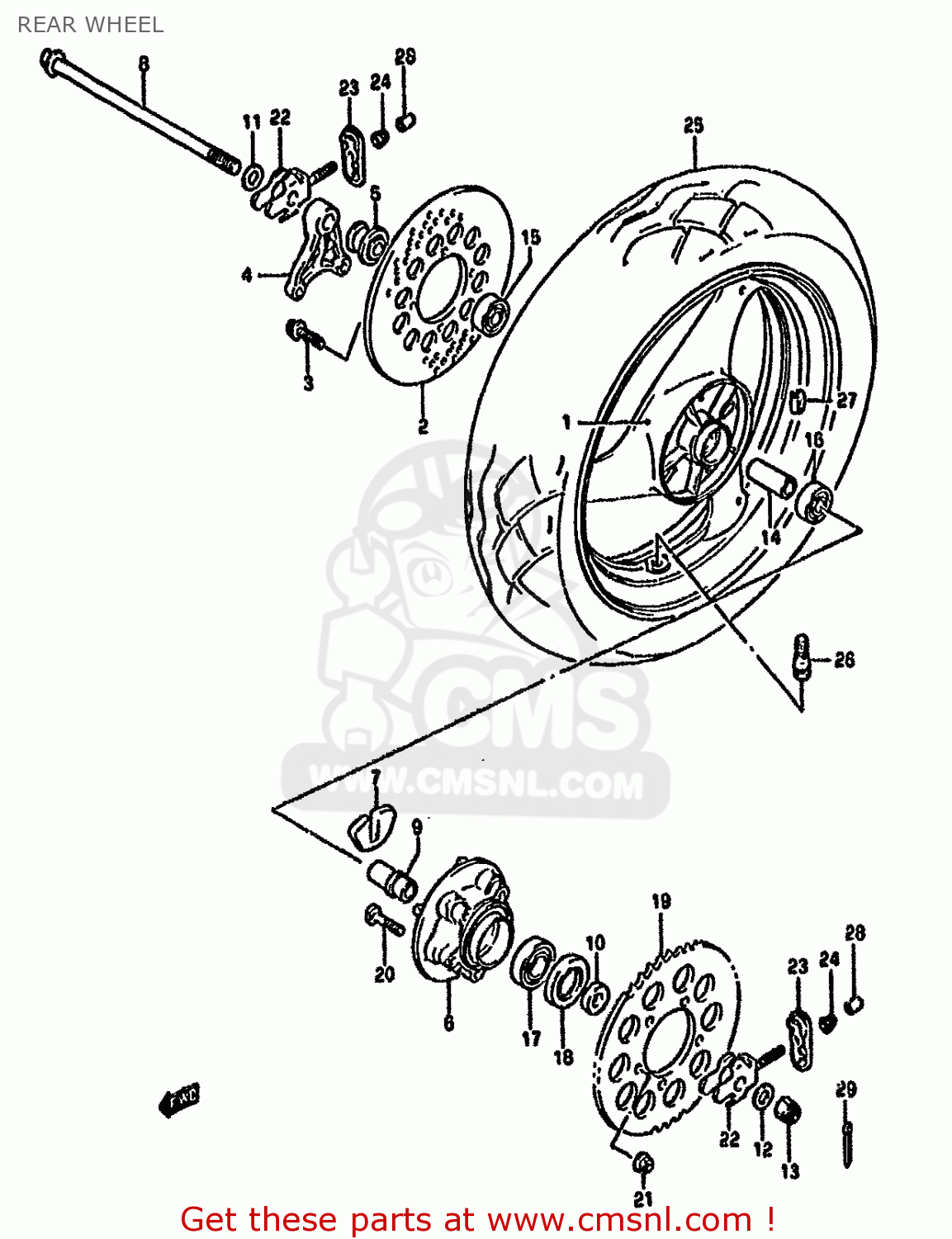 REAR WHEEL GSF400 1993 (P) (E02 E04 E16 E21 E22 E25 E30 E34 E53)