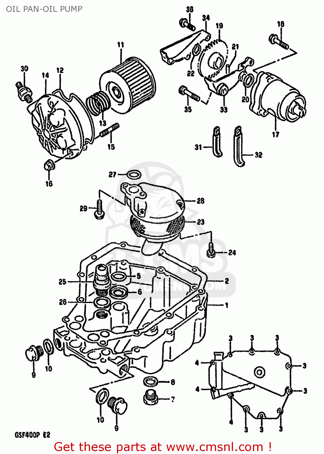 OIL PAN-OIL PUMP GSF400 1993 (P) (E02 E04 E16 E21 E22 E25 E30 E34 E53)