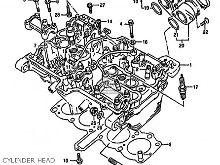 CYLINDER HEAD - GSF400 1993 (P) (E02 E04 E16 E21 E22 E25 E30 E34 E53)