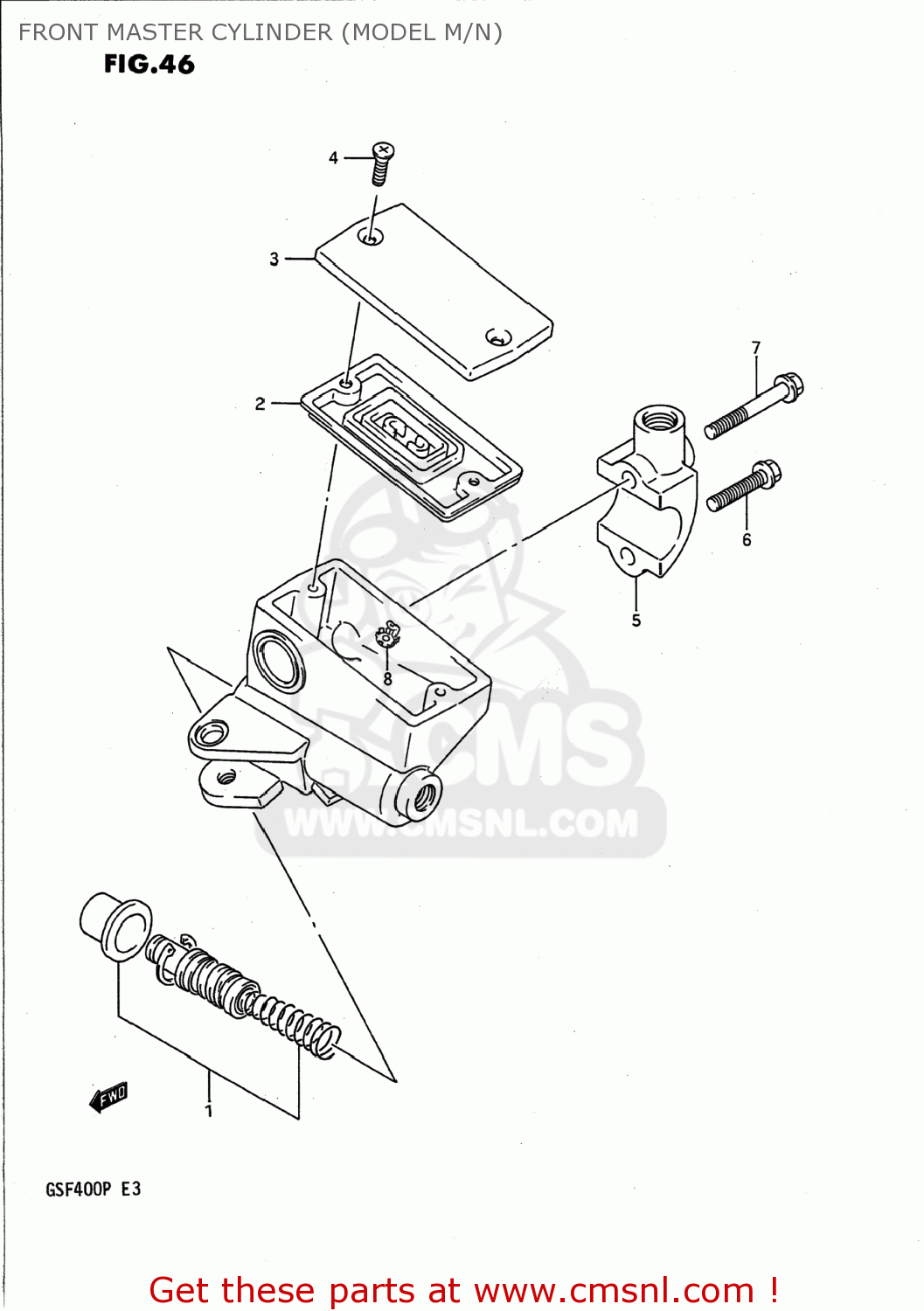 FRONT MASTER CYLINDER (MODEL M/N) GSF400 BANDIT 1991 (M) USA (E03)