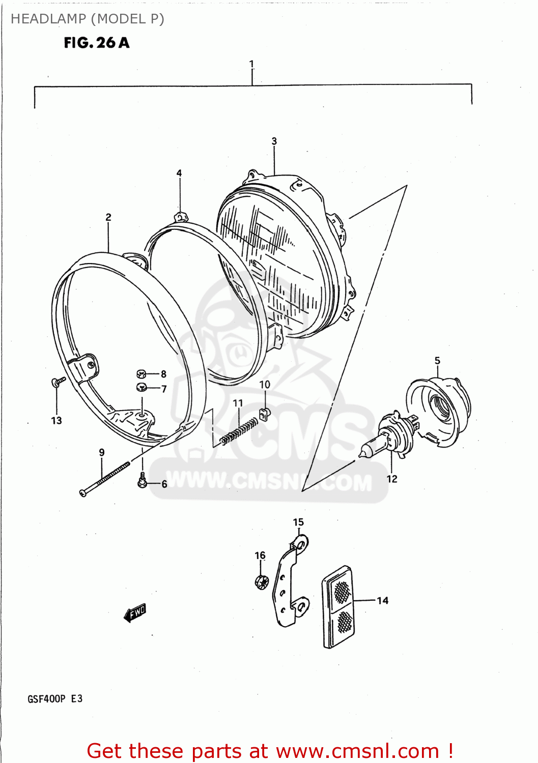 HEADLAMP (MODEL P) GSF400 BANDIT 1991 (M) USA (E03)